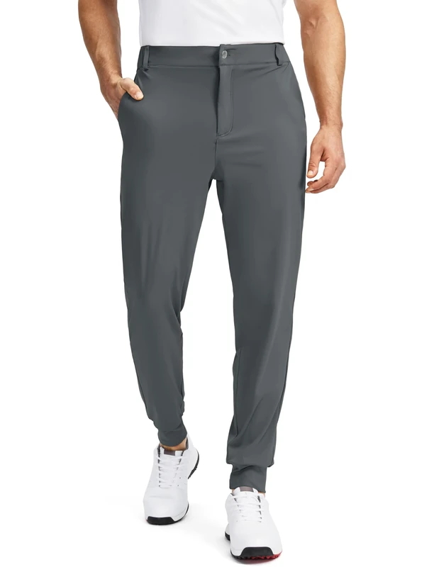 Soothfeel Men's Golf Joggers Pants with 5 Pockets Slim Fit Stretch Sweatpants Running Travel Dress Work Pants for Men, 02-Ink Grey, Small