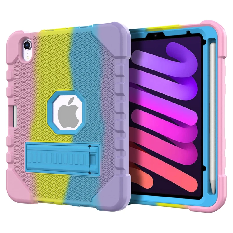 WANWANE iPad Mini 6 Case 2021 8.3 inch iPad Mini 6th Gen Cases, Heavy Duty Shockproof Rugged Case for 2021 iPad Mini 6th Gen 8.3 inch Model A2567 A2568 A2569 (Style 02)