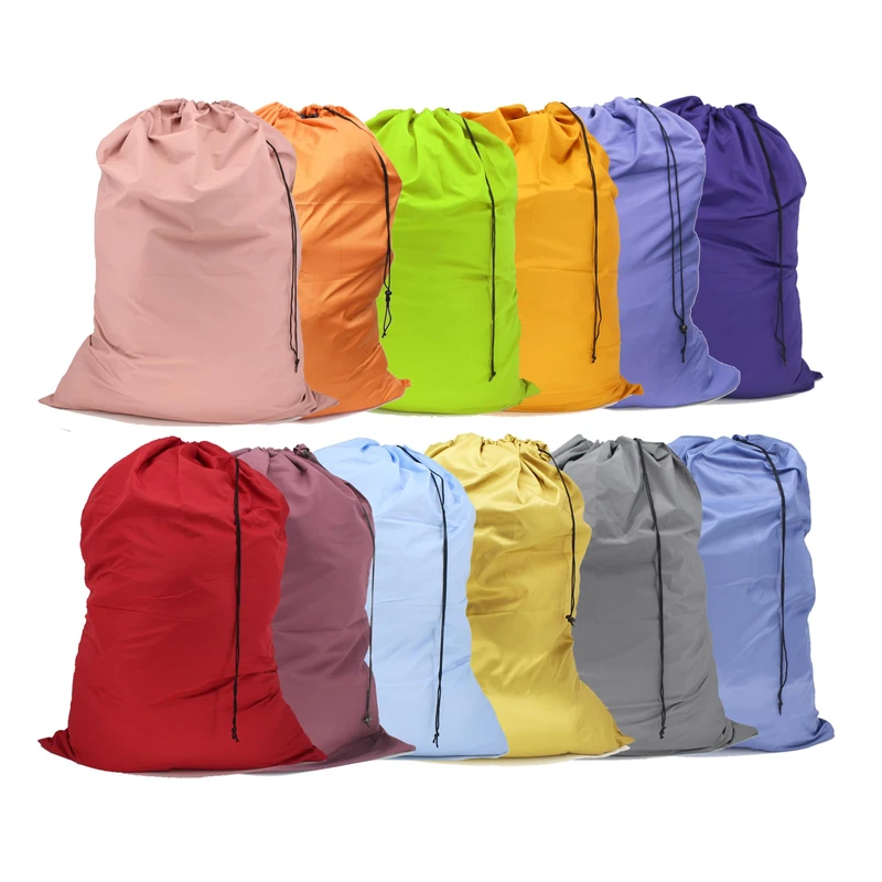Extra Large Nylon Laundry Bag Travel Laundry Bags with Drawstring Closure Fit a Laundry Basket or Hamper for college dorm and apartment dwellers Machine Washable 30"x40" (Mixed Color 12 Pack) - Image 1