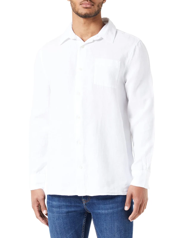 Armor Lux Men's Long Sleeve Comfort Soft Collar Shirt Dress, White, XXL