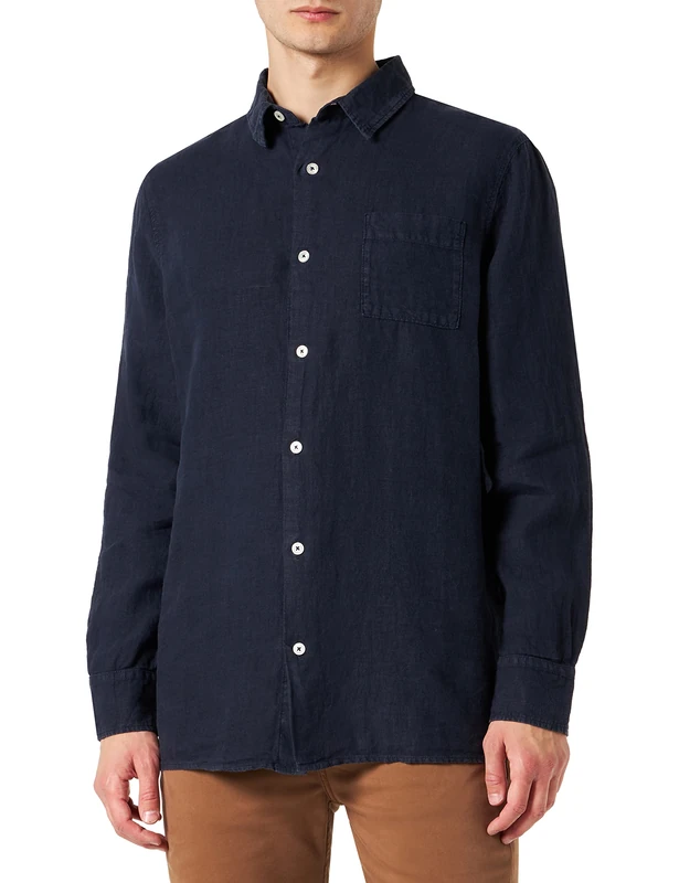 Armor Lux Long-Sleeved Comfort Soft Collar Shirt, Navy Deep, L, Men's, Deep Navy, L