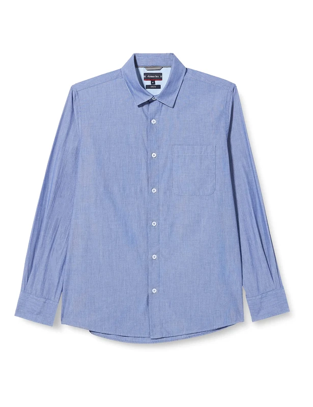 Armor Lux Men's Long Sleeve Soft Collar Straight Fit Shirt Dress, Striped Armour, M