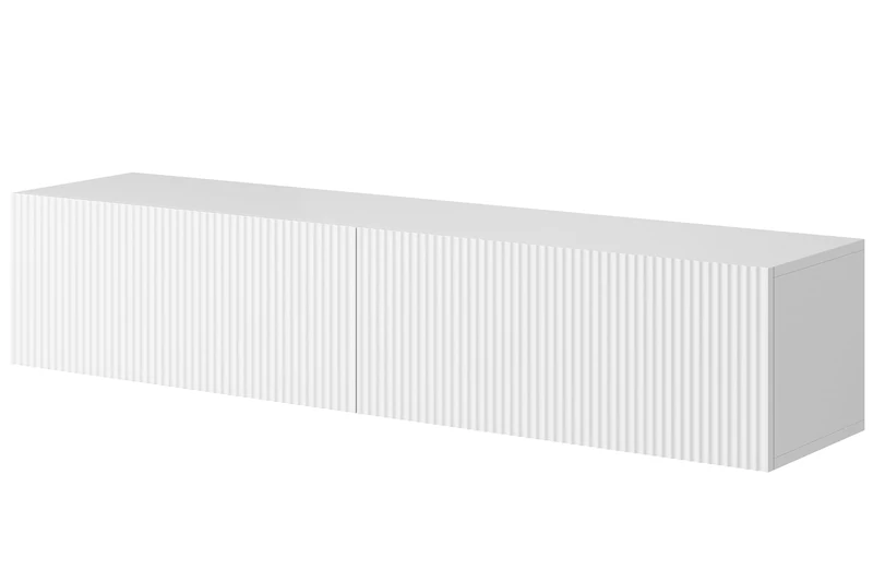 SELSEY Wooden TV Cabinet, Crisp Matte White Finish, 140 x 31 x 30 cm – Wall-Mounted, Spacious Storage, Modern Design for Bright Interiors