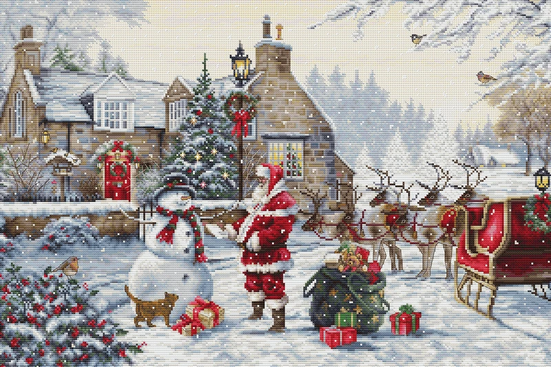 Luca-S Cross Stitch Kit Gold - Santa's Cottage, BU5011, Needlecraft Kit