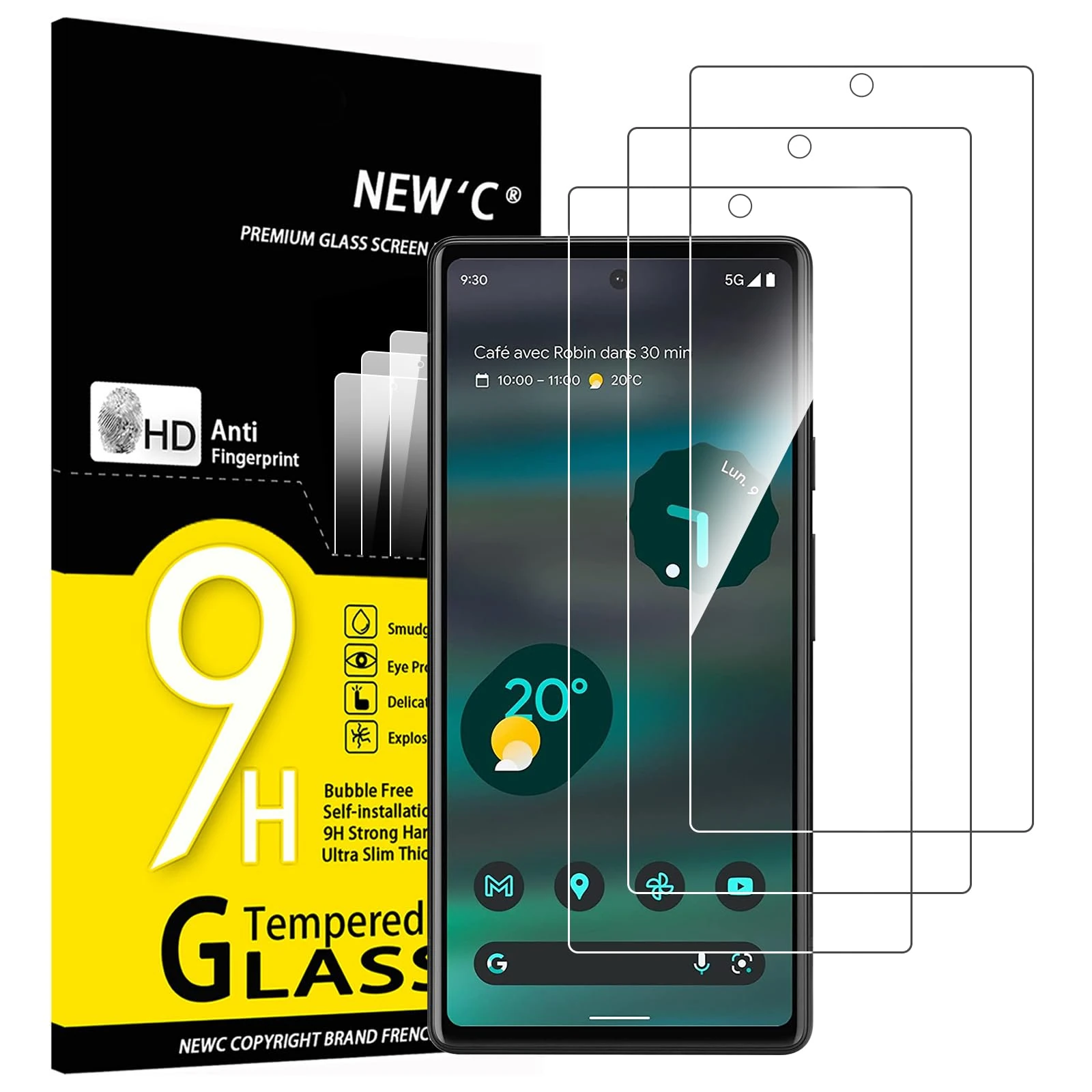 NEW'C 3 Pack Designed for Google Pixel 6a Screen Protector (6.1"), Tempered Glass, Case Friendly Anti Scratch Bubble Free Ultra Resistant