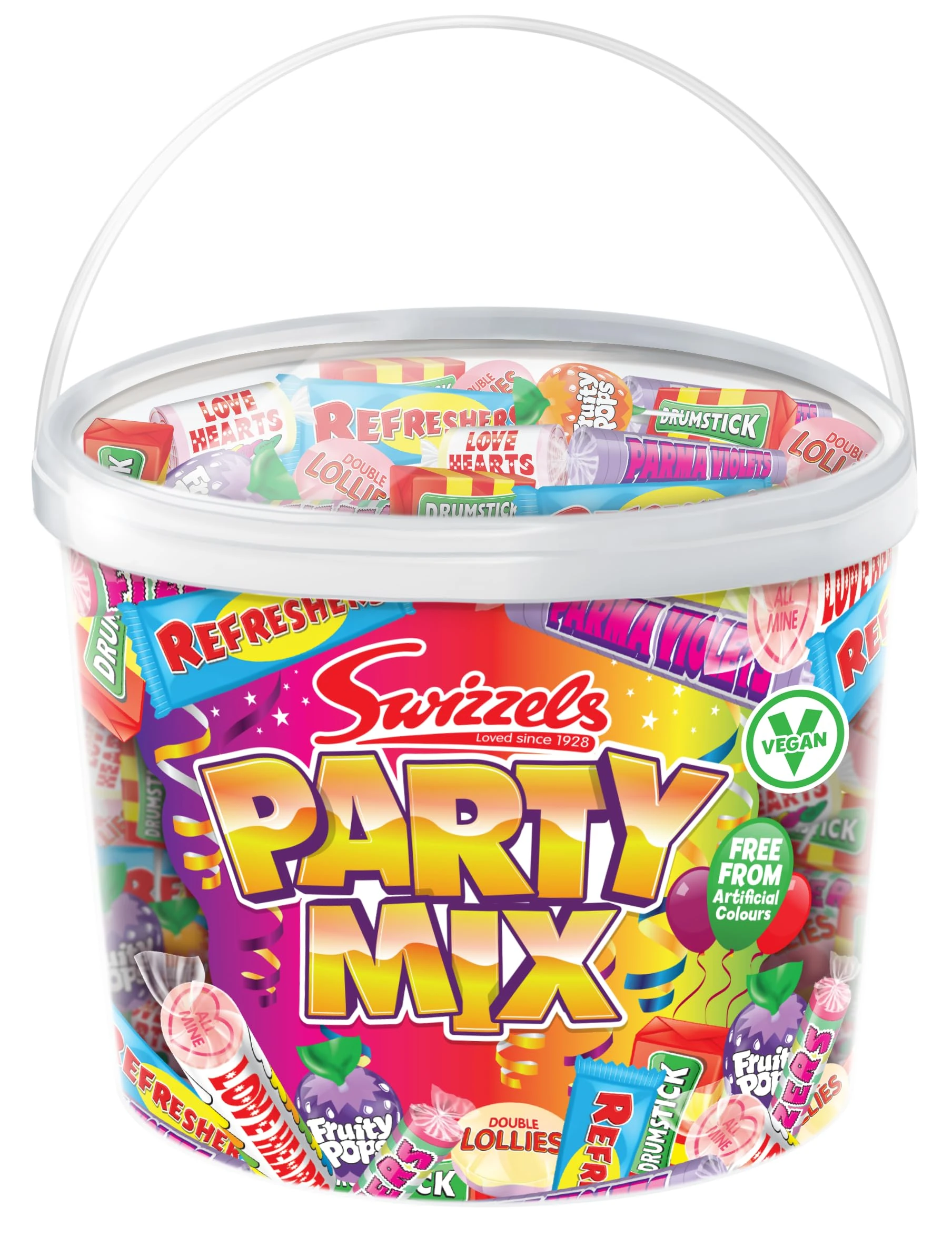 Swizzels Party Mix Tub 785g Retro Sweets in Bulk Vegan Friendly Family Favourite Sweets Ideal for Parties Birthdays Halloween Christmas large
