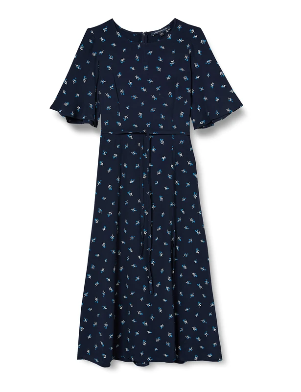 French Connection Women's Cecilia Delphine Midi Dress Casual, Marine, 8