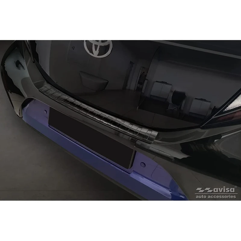 Avisa Black Stainless Steel Rear bumper protector compatible with Toyota Aygo X 2022- 'Ribs'