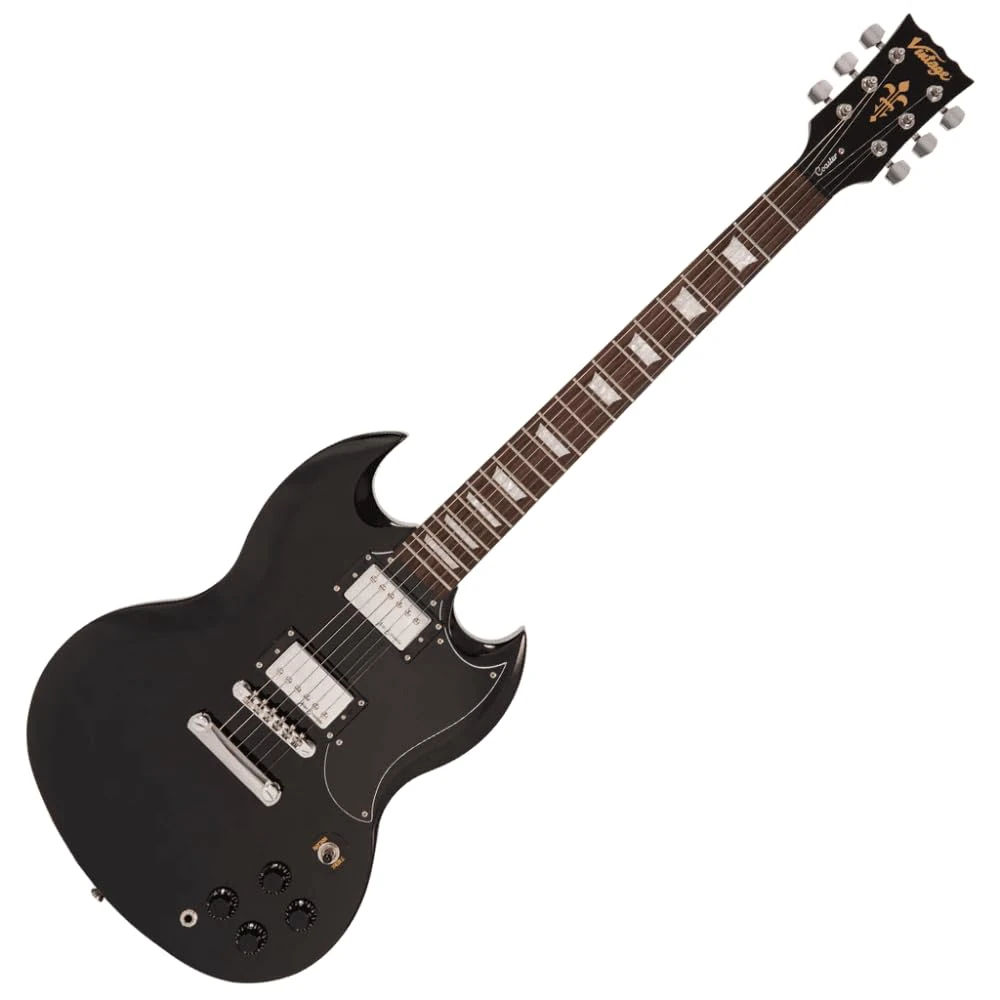 VINTAGE V69 COASTER SERIES ELECTRIC GUITAR - GLOSS BLACK