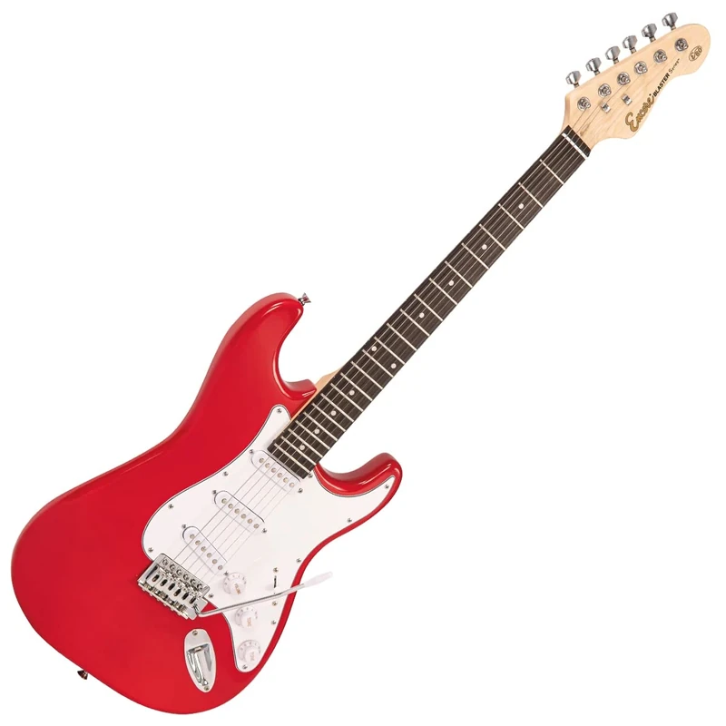 Encore Blaster E60 Electric Guitar – Gloss Red | Double-Cutaway Solid Body | 3 Single Coil Pickups | Online Lessons Included | Perfect Beginner Electric Guitar