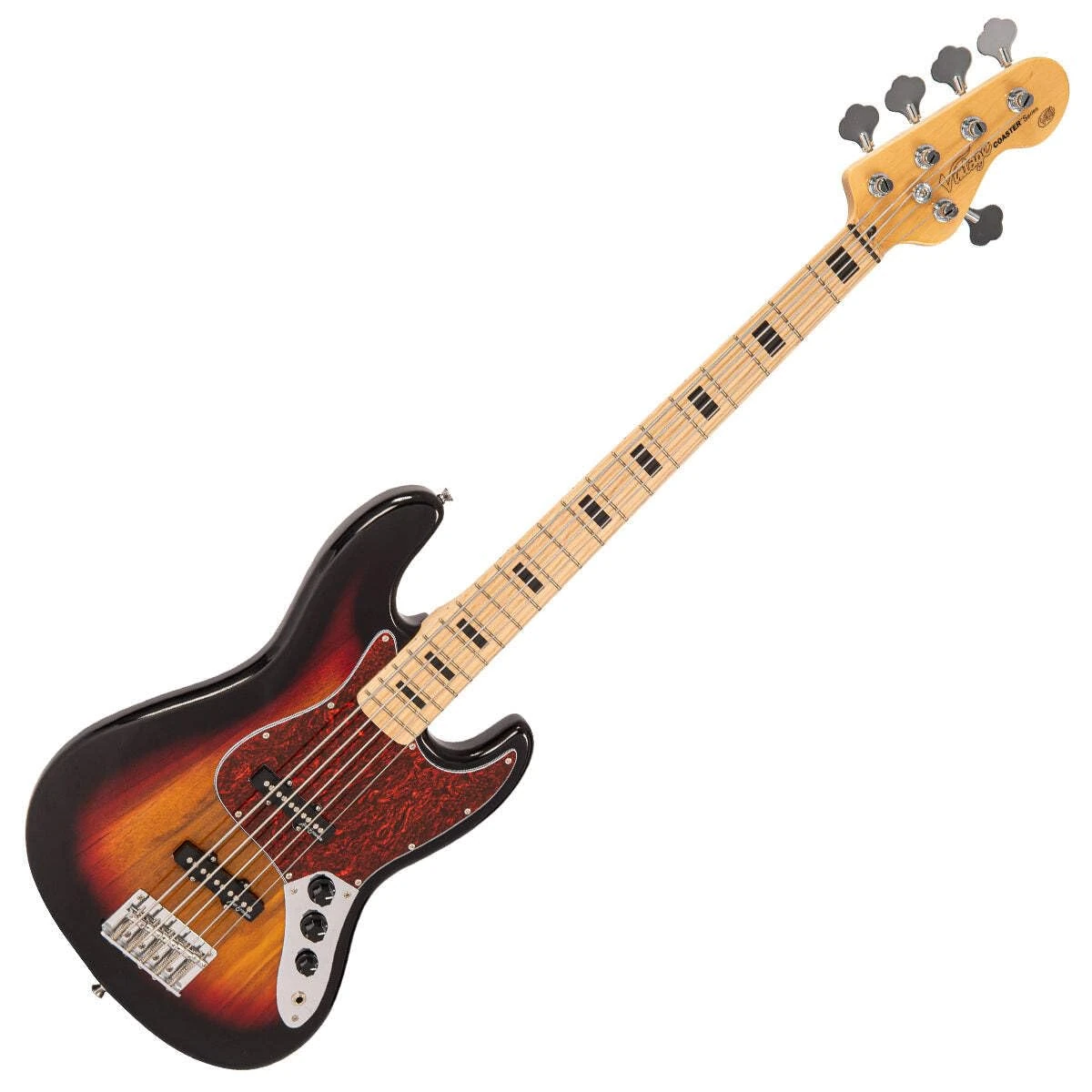 VINTAGE V49 5 STRING COASTER SERIES BASS GUITAR - 3 TONE SUNBURST