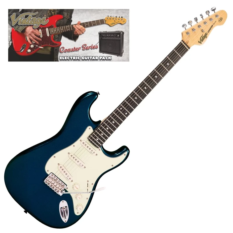 VINTAGE V60 COASTER ELECTRIC GUITAR PACK - CANDY APPLE BLUE