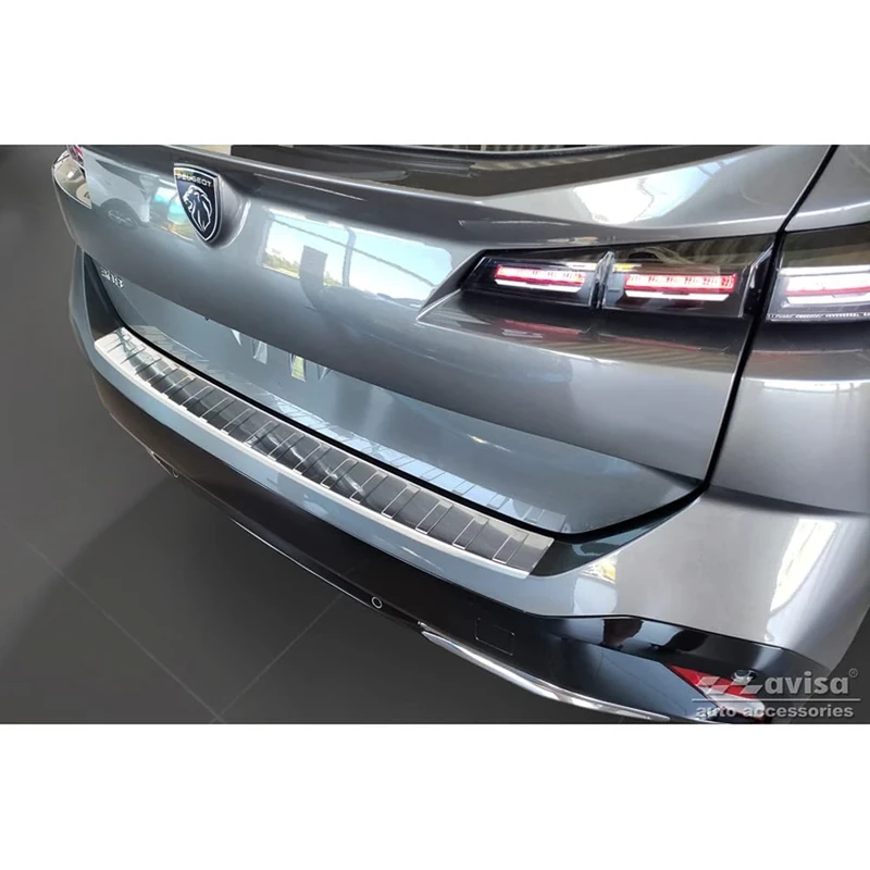 Avisa Stainless Steel Rear bumper protector compatible with Peugeot 308 II SW 2013-2017 & Facelift 2017-2021 'Ribs'