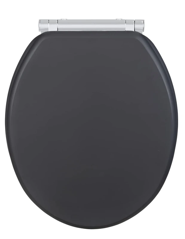 WENKO Morra toilet seat with automatic soft-closing mechanism made of FSC-certified fibreboard with multiple coatings, WC lid with Fix-Clip hygienic fastening, 35 x 42 cm, anthracite matt
