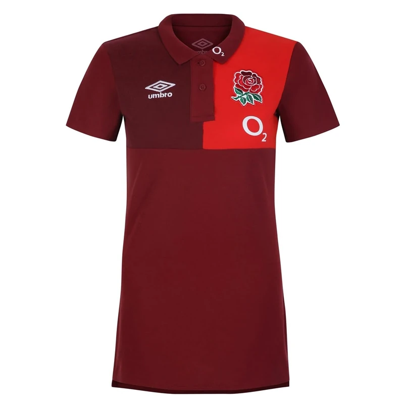 Umbro Womens England Rugby CVC Polo Shirt 2023 2024 Top Red/Scarlet L