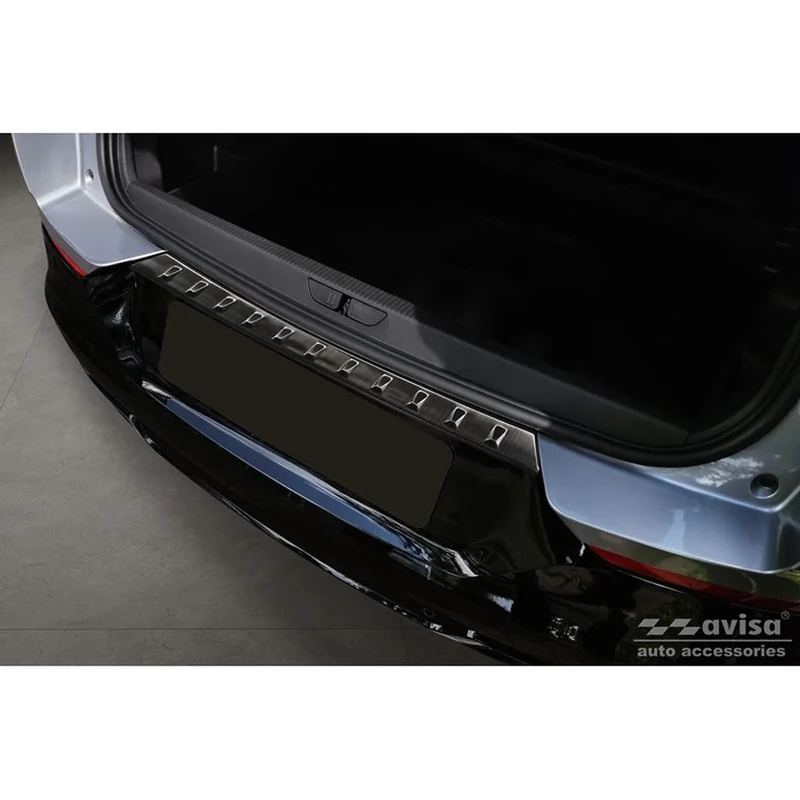 Avisa Black Stainless Steel Rear bumper protector compatible with Opel Grandland X Facelift 2021- 'Ribs'