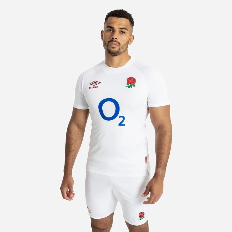 Umbro Mens England Rugby Home Shirt 2024 Six Nations Adults White L