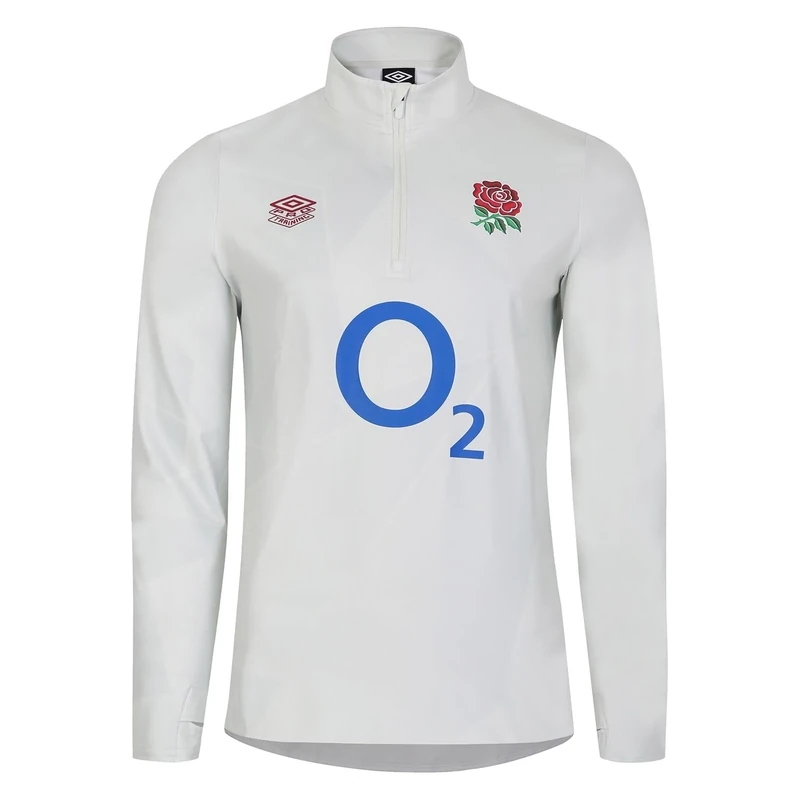 Umbro Mens England Rugby Warm Up Mid Layer Top 2023 2024 Dew/Metal XL