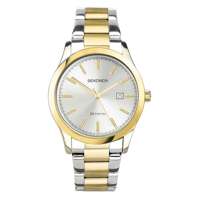 Sekonda Taylor Ladies 34mm Quartz Watch in Silver with Analogue Date Display, and Two Tone Stainless Steel Strap 40473