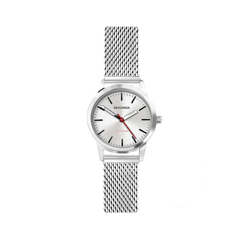 Sekonda Nordic Ladies 28mm Quartz Watch in Silver with Analogue Display, and Stainless Steel Mesh Bracelet 40488