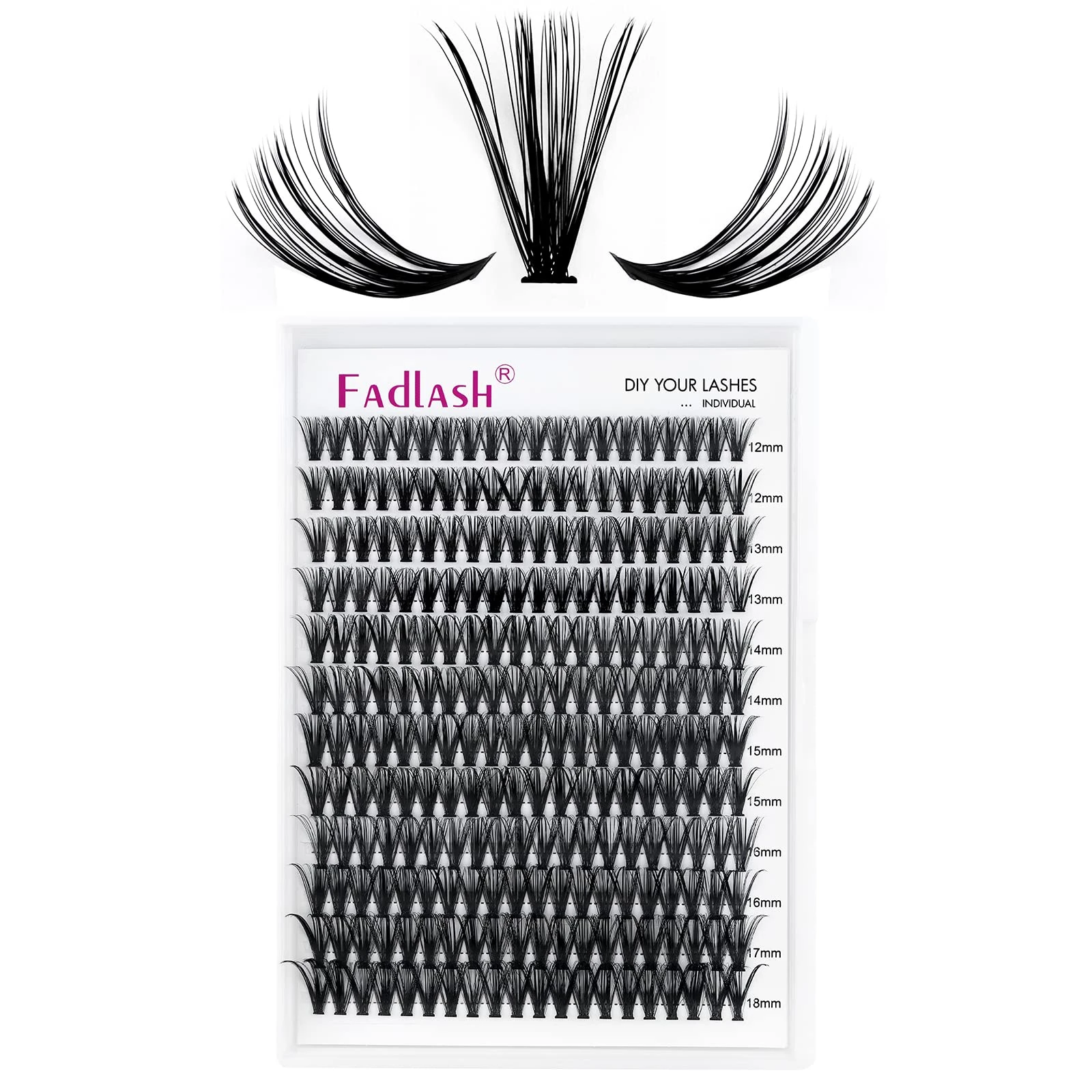 Individual Cluster Lashes Extensions 40D 0.07 C Curl 12-18mm Mixed Trays Extensions Individual Cluster Lashes DIY Eyelash Extensions at Home