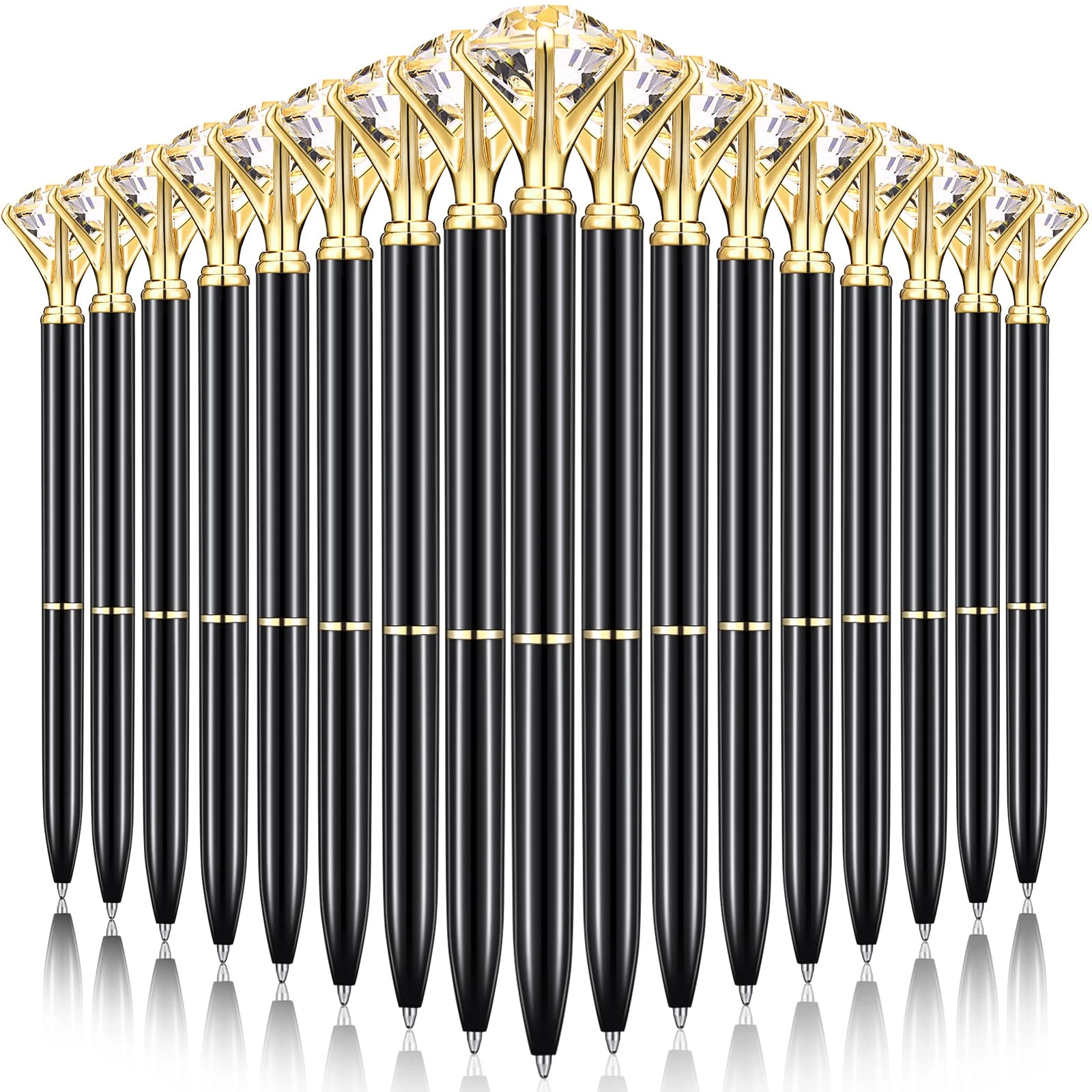 Yahenda 50 Pcs Diamond Pens Bridal Shower Ballpoint Pen bulk Black Ink Bling Crystal Metal Bling Gifts with Diamond on Top for Women Bridesmaid Wedding Office School(Black)