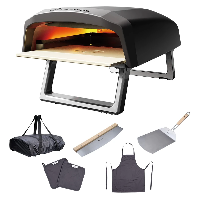 MasterPRO Pizza Oven | Pizza Oven | Portable Gas Oven with Quick Baking Function up to 500ºC | Pizza Ready in 60 Seconds | Includes Apron, Gripper, Cutter and Pizza Peel