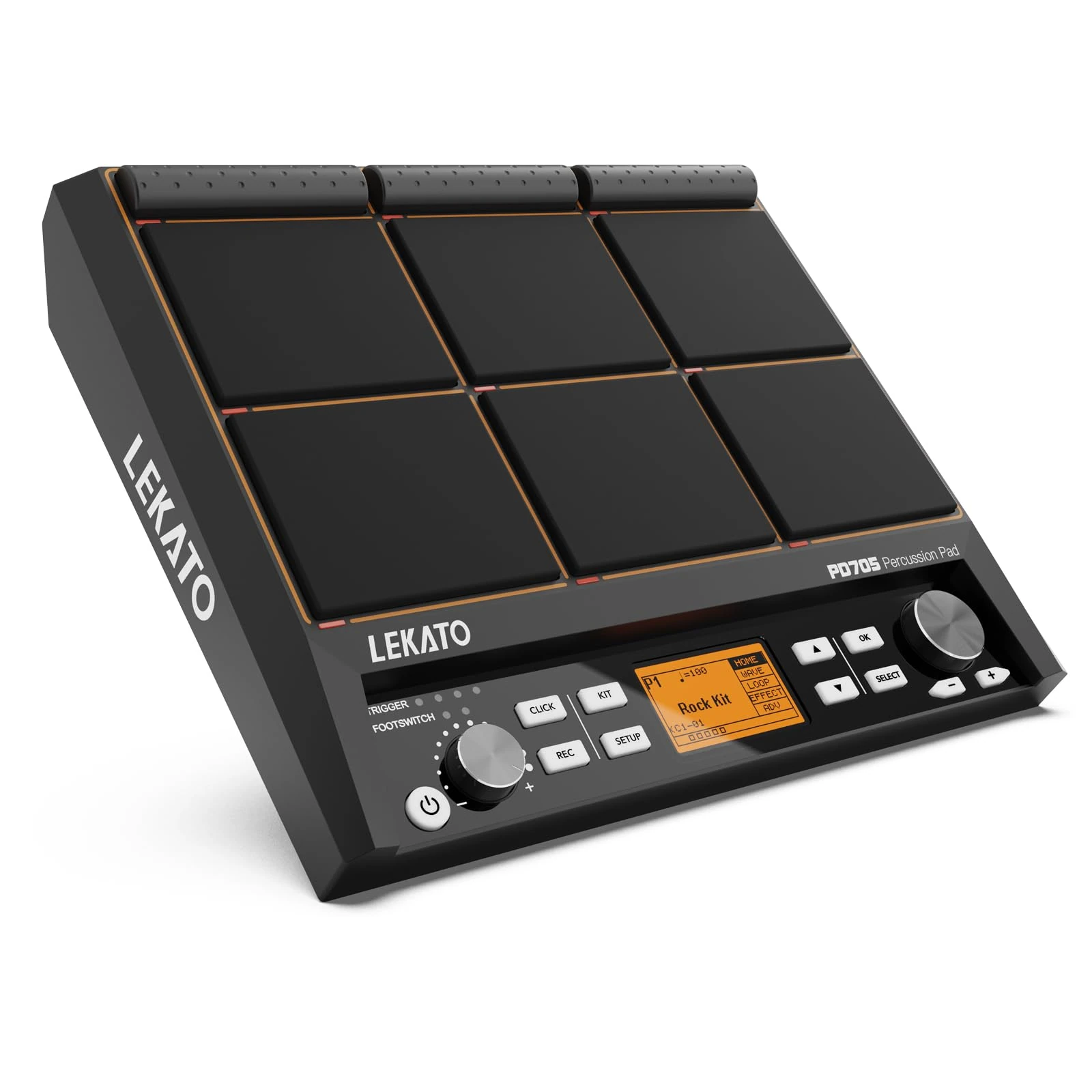 LEKATO Percussion Sample Pad - Electric Drum Set with 9 Velocity-Sensitive Drum Pads, 600+ Sounds, MIDI Out, USB MIDI, AUX, Looper, Metronome, Trigger Inputs