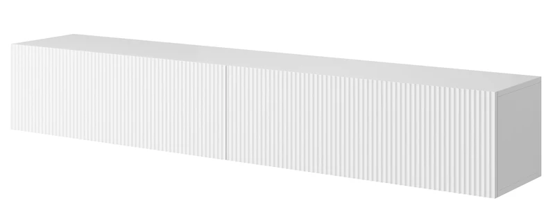 SELSEY Veldio Wooden TV Cabinet, 175 x 31 x 30 cm, Matte White with Milled MDF Fronts and Vertical Slats, Modern Design, Moisture & Scratch Resistant, Ideal for Living Room - Image 1
