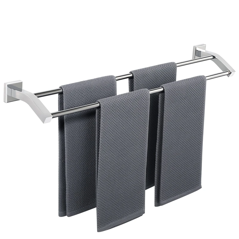 Alise Double Bath Towel Bars Towel Racks for Bathroom Lavatory,Wall Mount Towel Holder Heavy Duty SUS304 Stainless Steel Towel Hanger Towel Rail,GK9700-C Polished Chrome,28 Inch