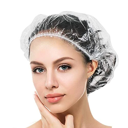 Auban 30PCS Disposable Shower Caps, Plastic Clear Hair Cap Large Thick Waterproof Bath Caps for Women, Hotel Travel Essentials Accessories Deep Conditioning Hair Care Cleaning Supplies(17.3")