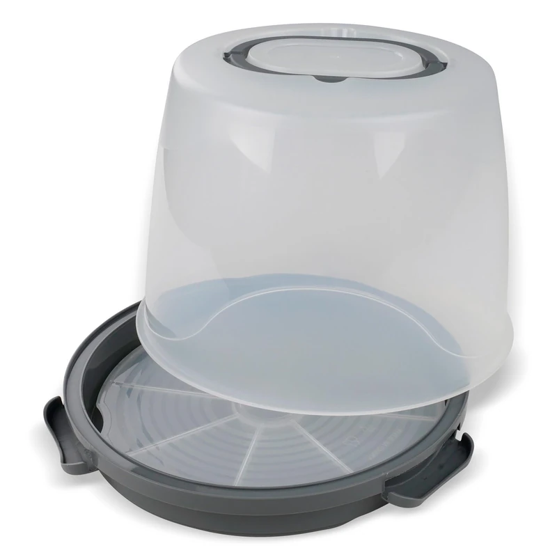 Dr. Oetker Extra Tall Round Cake Transport Box - Space for 20 cm High Cakes, Includes Removable Shelf - 29.5 x 29.5 x 26 cm