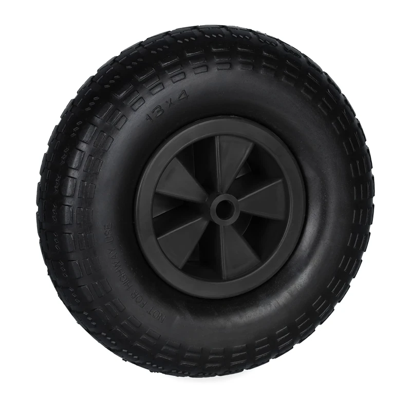 Relaxdays Wheelbarrow Wheel 4.00-6, Rubber Tyre with Plastic Rim, Puncture-Proof, up to 100 kg, Replacement, Black, 4-6