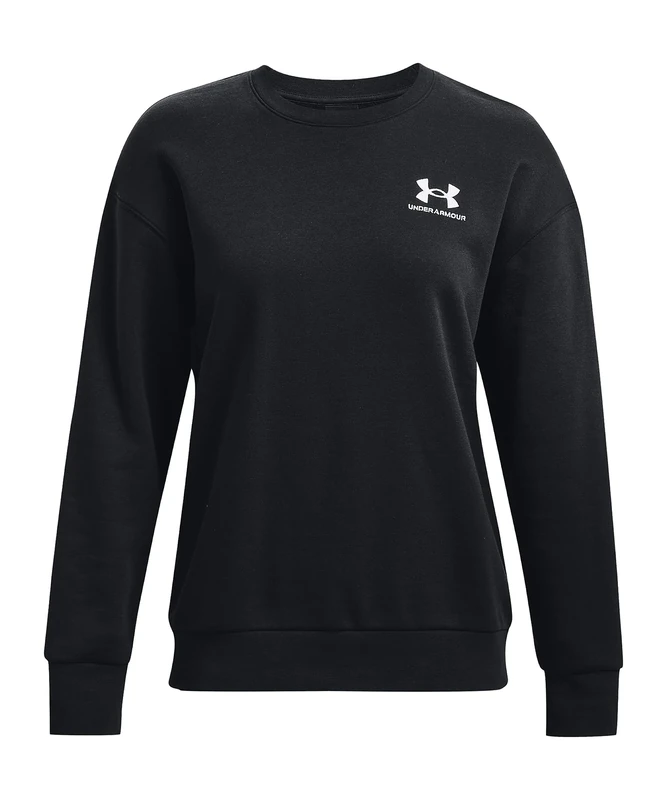 Under Armour Women's UA Essential Crew Fleece Tops, Black, LG, black, L