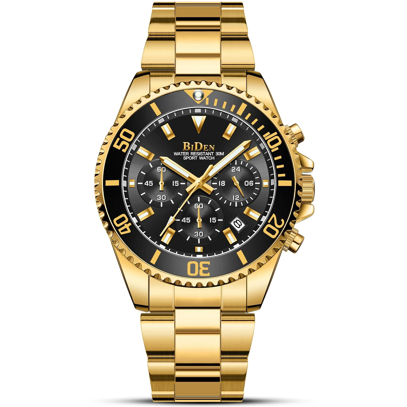 HANPOSH Mens Watches Chronograph Stainless Steel Analog Quartz Watch Waterproof Men's Wrist Watches Business Casual Fashion Watch for Men