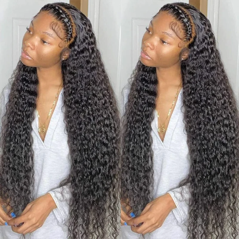 bangjazz 180% Density HD Lace Front Wigs Human Hair Deep Wave Wig 13x4 Lace Frontal Wigs Human Hair 24 Inch Curly Wigs for Black Women Pre Plucked with Baby Hair Natural Hairline Natural Color