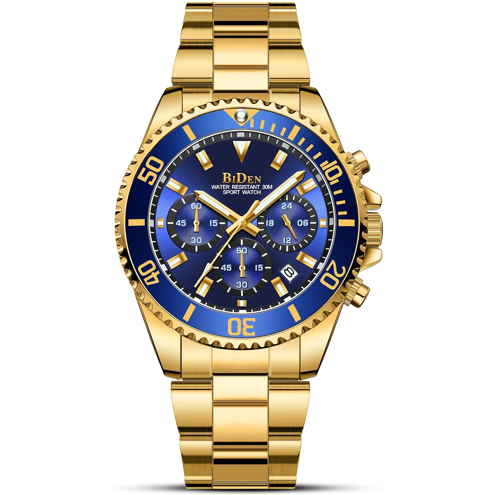 HANPOSH Mens Watches Chronograph Stainless Steel Analog Quartz Watch Waterproof Men's Wrist Watches Business Casual Fashion Watch for Men