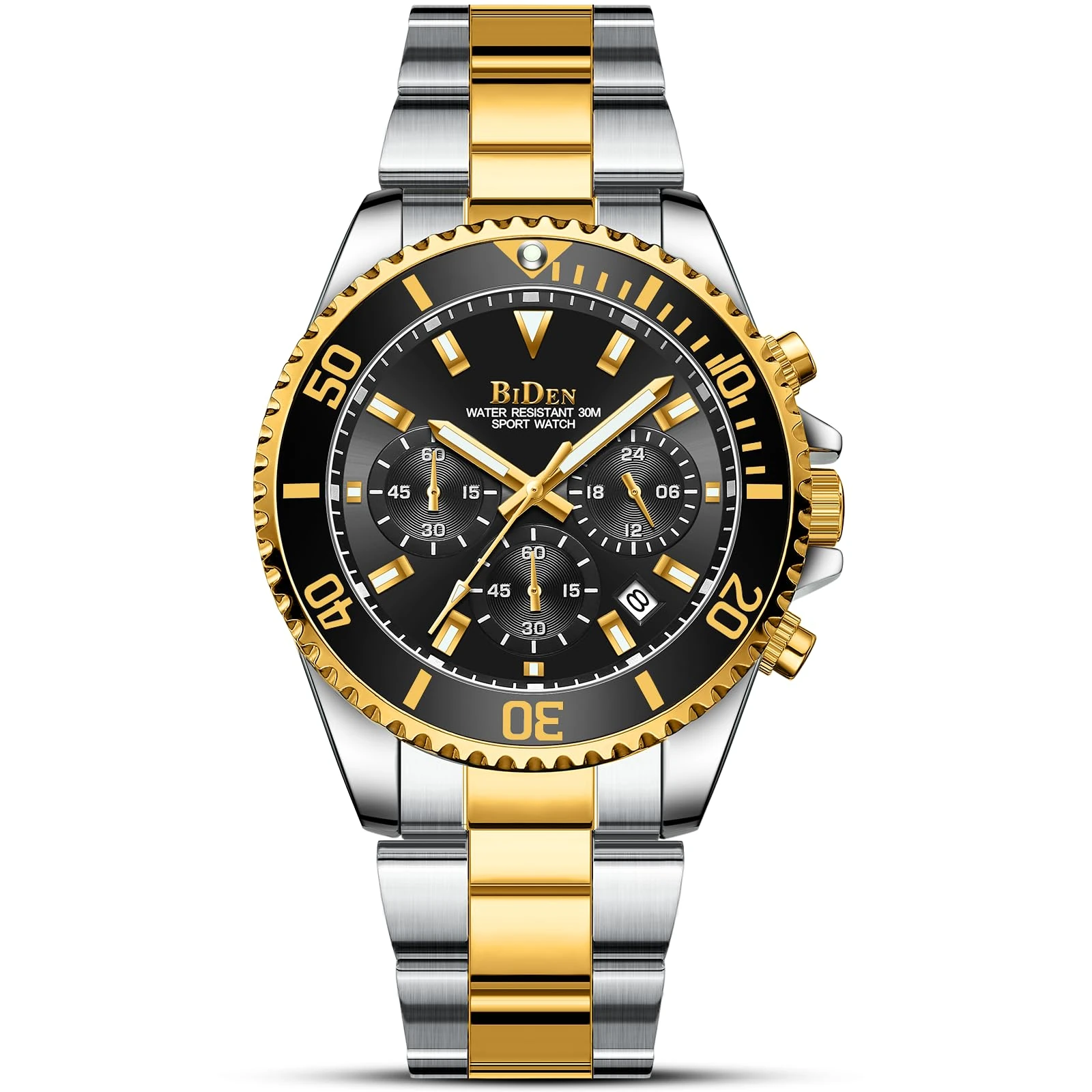 HANPOSH Mens Watches Chronograph Stainless Steel Analog Quartz Watch Waterproof Men's Wrist Watches Business Casual Fashion Watch for Men