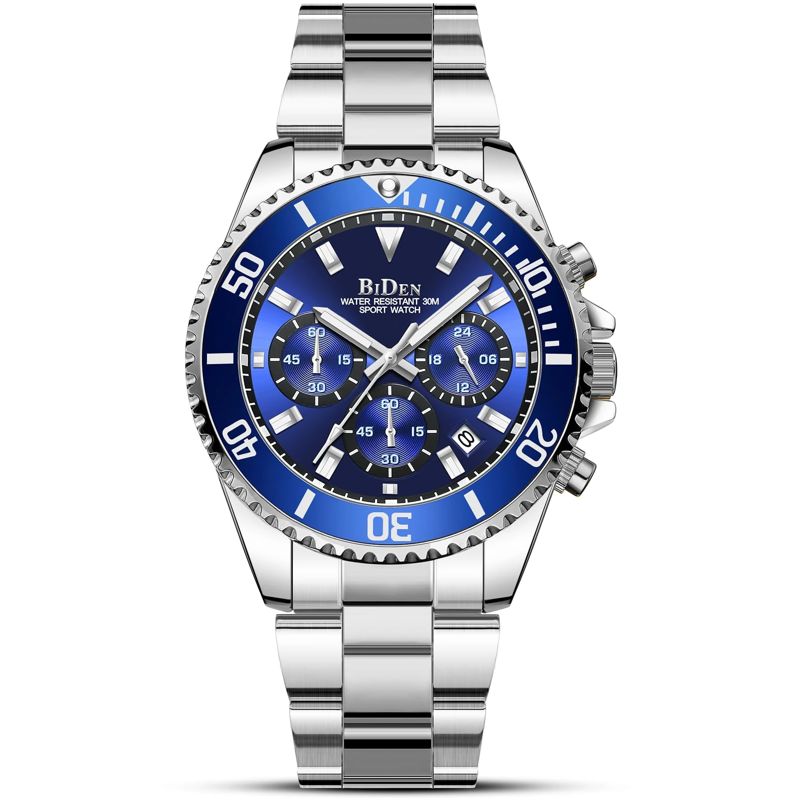 HANPOSH Mens Watches Chronograph Stainless Steel Analog Quartz Watch Waterproof Men's Wrist Watches Business Casual Fashion Watch for Men