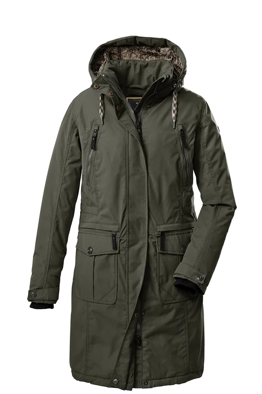 Killtec Women's Gw 47 Wmn Ct Casual Functional Coat with Zip-Off Hood, Olive, 38
