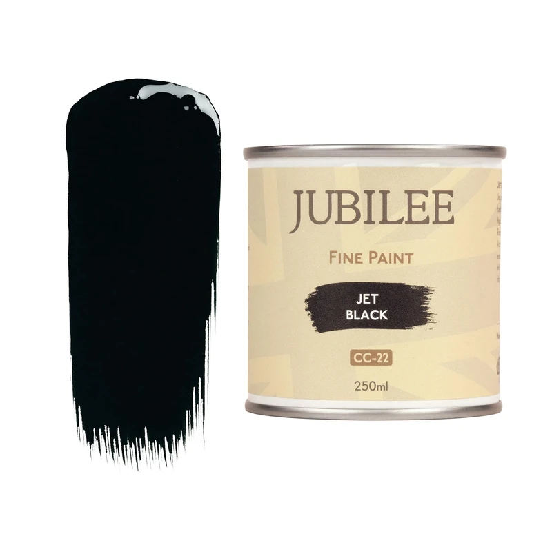Guild Lane Jubilee Furniture Paint - Jet Black 250ml - Multi-Surface Paint for Wood, Metal, Glass & More - Durable, Water-Based, Soft Sheen Finish - No Primer or Wax Needed