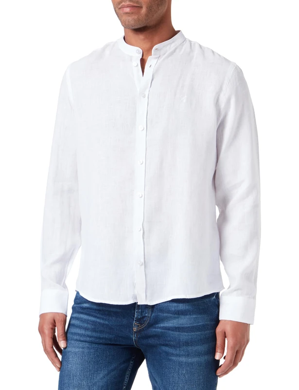 CASUAL FRIDAY Men's Anton Ls Cc Linen Shirt, 110601/Bright White, L