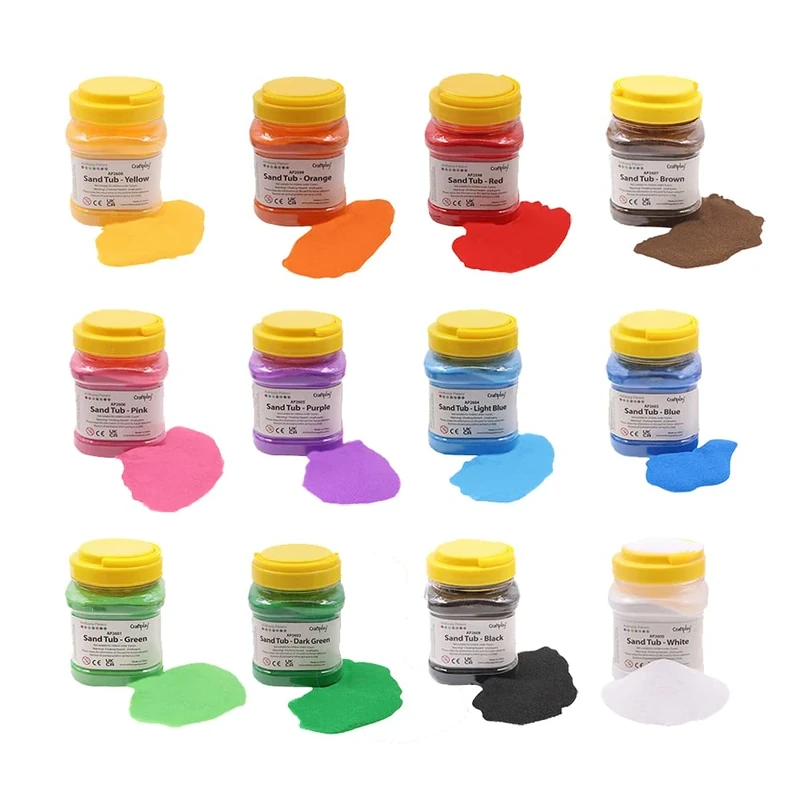 Craftplay Coloured sand - Sand art - 1 KG Tub - Free flowing sand (Set of all 12 colours)
