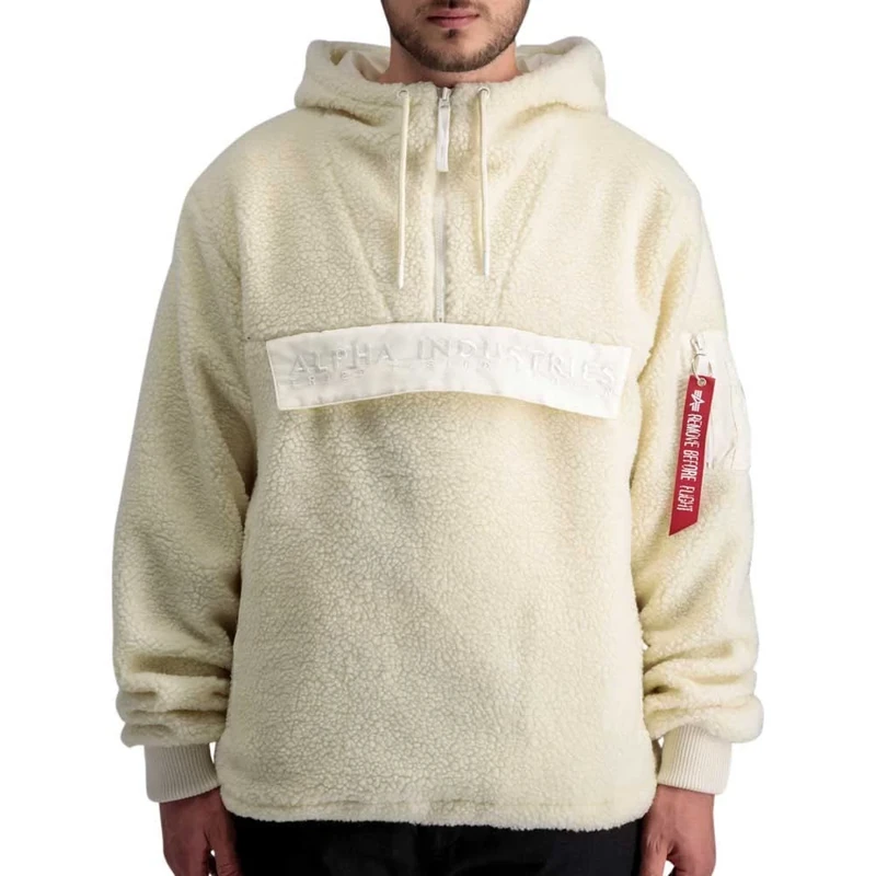 ALPHA INDUSTRIES Men's Teddy Anorak, White, S