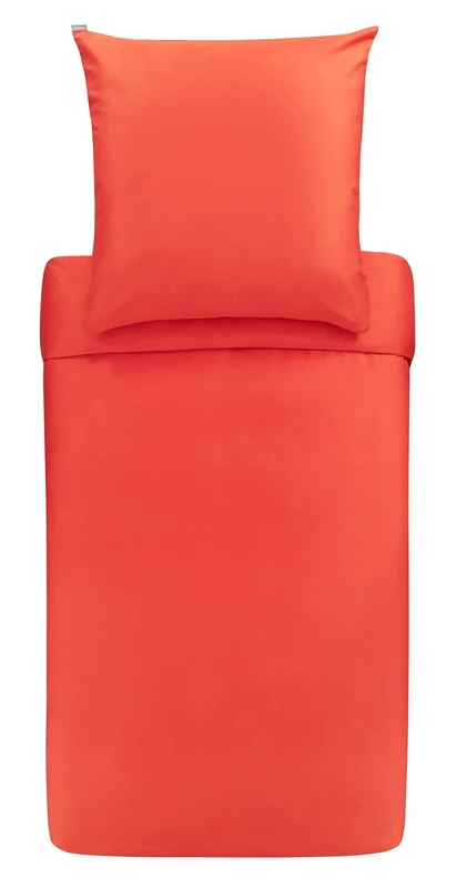 Bassetti 1191 plain bed linen made from 100% cotton in the colour tangerine with zip, dimensions: 155 cm x 220 cm, 9324565
