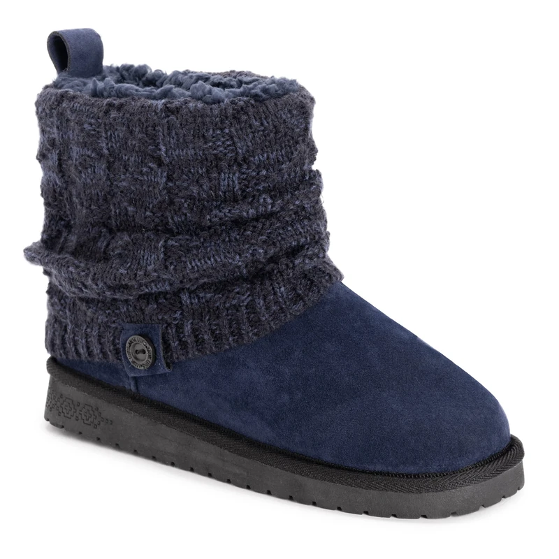 MUK LUKS Womens Laurel Boot, Navy, 7 Wide