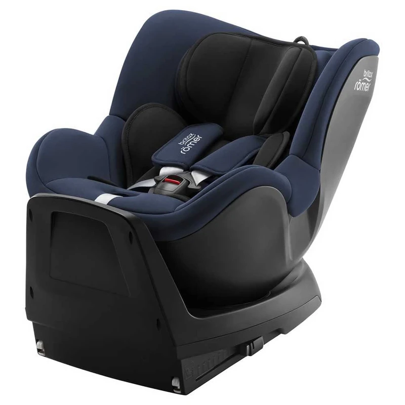 BRITAX RÖMER Rotating car seat DUALFIX Plus, 360 Degree, incl. Newborn Insert and ISOFIX, from 40-105 cm (i-Size), Birth - 4 Years, Moonlight Blue