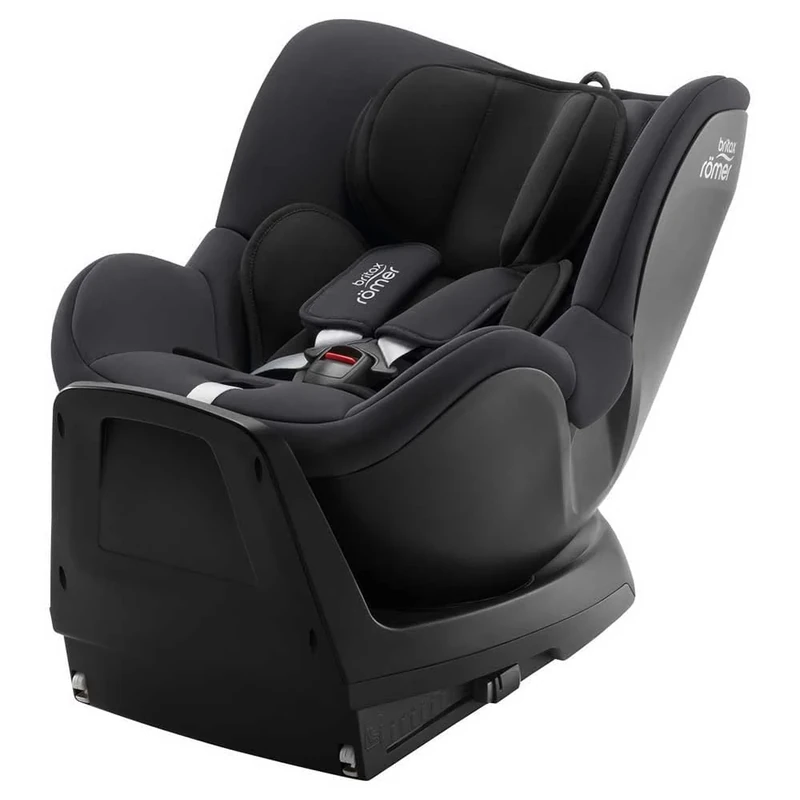BRITAX RÖMER Rotating car seat DUALFIX Plus, 360 Degree, incl. Newborn Insert and ISOFIX, from 40-105 cm (i-Size), Birth - 4 Years, Midnight Grey