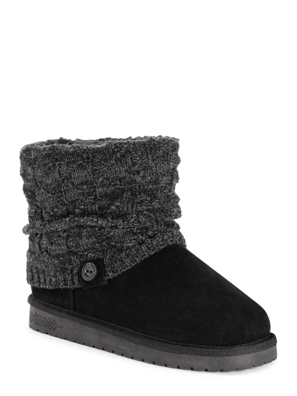 MUK LUKS Women's Laurel Boots, Black Heather, 8 UK