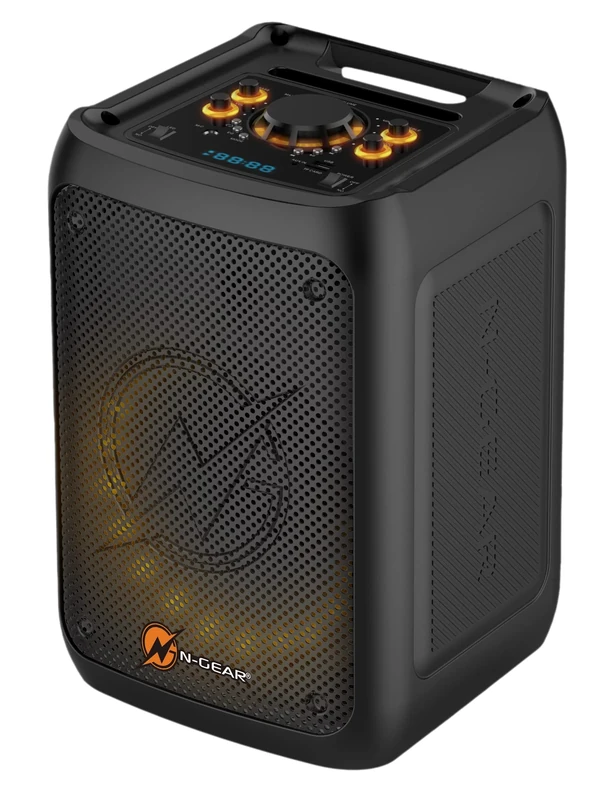 N-Gear The Flash Banger 777 Music Box - Portable Bluetooth Box with RGB Light Effects and 8 Inch Bass Speaker - 160 Watt MP3 PartyBox with Battery, Remote Control and Microphones